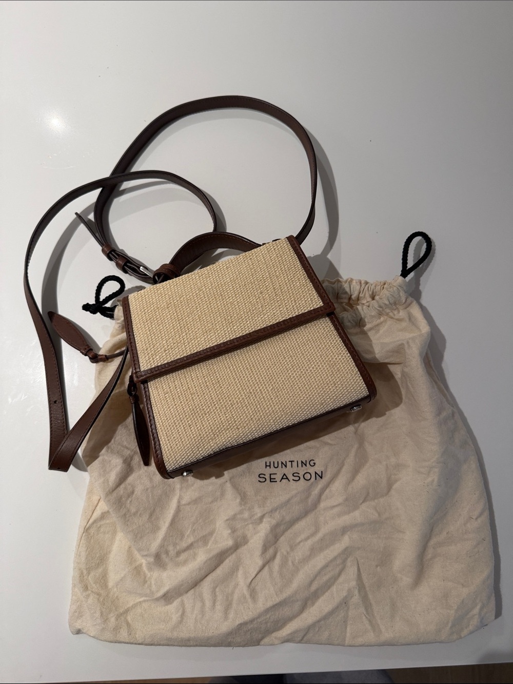 Hunting season top handle bag with long strap